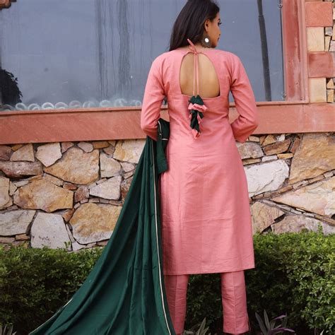 Ready to wear peach cotton suit set – YouNari