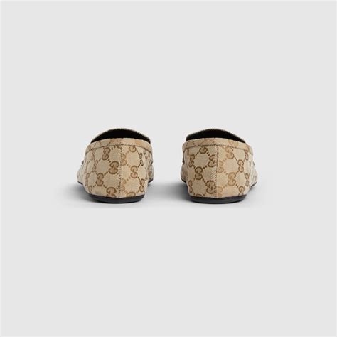 Women's loafer with Horsebit in sand GG canvas | GUCCI® UK