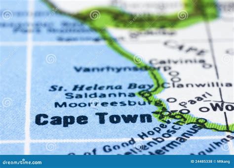 Close Up of Cape Town on Map, South Africa Stock Photo - Image of south, world: 24485338