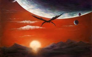 Wallpaper dragon, sun, sunset, art, fantasy hd, picture, image
