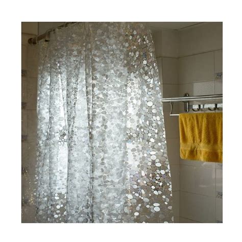 SHAVIN PVC Shower Curtain with Hooks Transparent Coin Design for ...