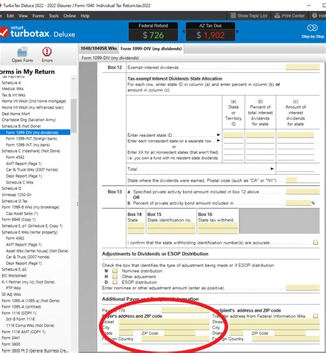 Solved: How do I change the Payer's address in Form 1099-DIV, I ...