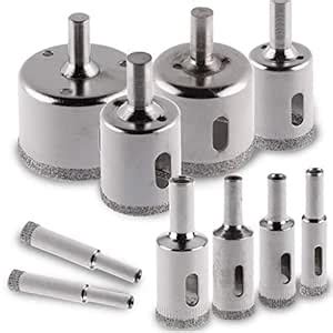 EXCEL IMPEX Glass Drill Bit Set of 10 (4, 5, 6, 8, 10, 22, 25, 32, 40 ...