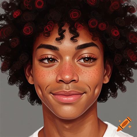 Boy with red hair, dimples, freckles, curly black hair, hazel eyes ...