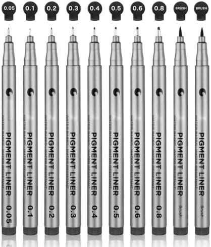 Hi Green Precision Black Micro-Liner Fineliner Ink Pens-Waterproof ...