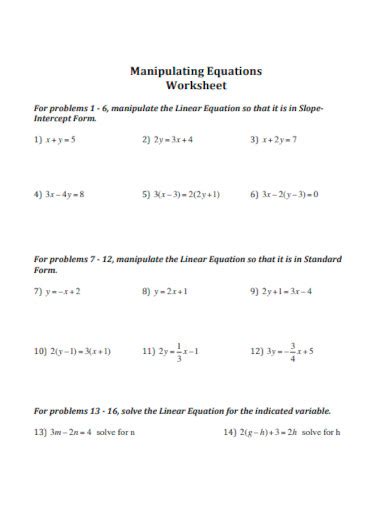 Image result for Manipulating Formulas Worksheet
