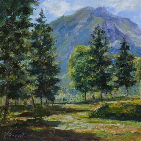 Nikolay Dmitriev - Morning in the mountains - mountain landscape painting For Sale at 1stDibs ...