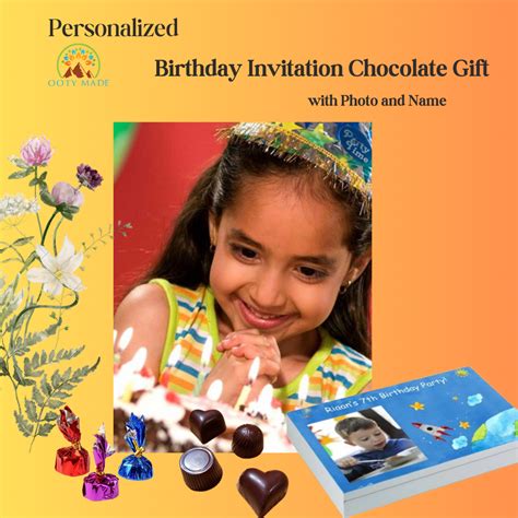 Birthday Invitation- Personaliszed Chocolate Gift Box- ( Minimum 10 Bo ...