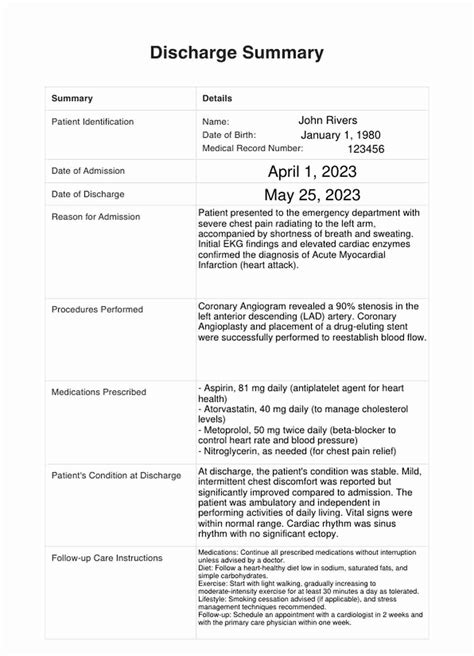 Image result for Discharge Progress Note Example