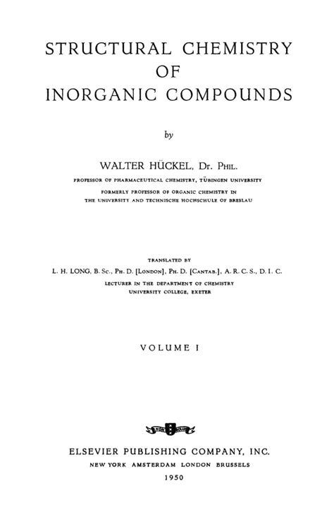 अकार्बनिक यौगिकों की संरचनात्मक रसायन शास्त्र | Hindi Book | Structural ...