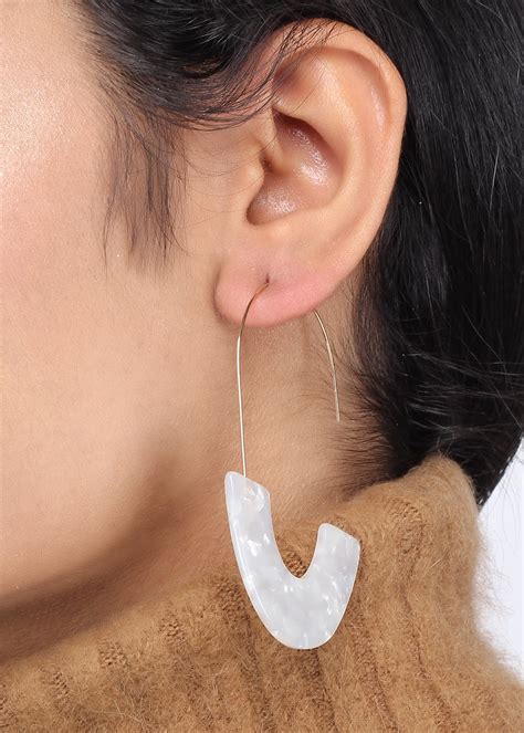 Get White Hook Acrylic Drop Earrings at ₹ 320 | LBB Shop