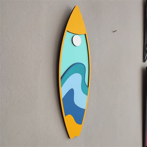 Wooden Surfboard Wall Art, Unique Wooden Surfboard Wall Decor for Ocean ...