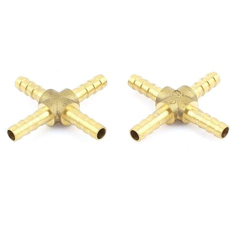 Generic 2pcs 6.5mm Dia Air Water Fuel Metal Hose Pipe 4 Way Connector ...