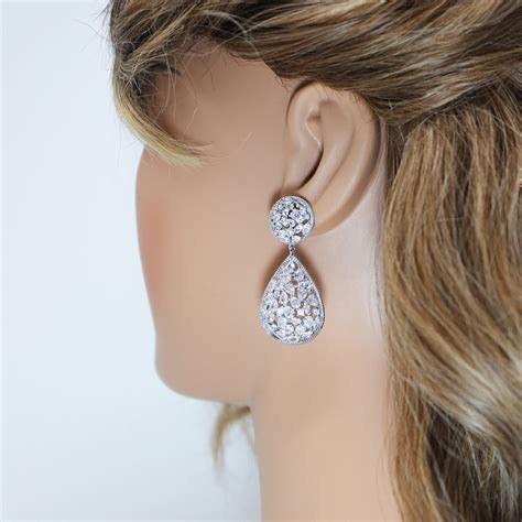 Swarovski Crystal Tear drop Galaxy Earrings, Bridal Jewelry, Bridal Ea ...