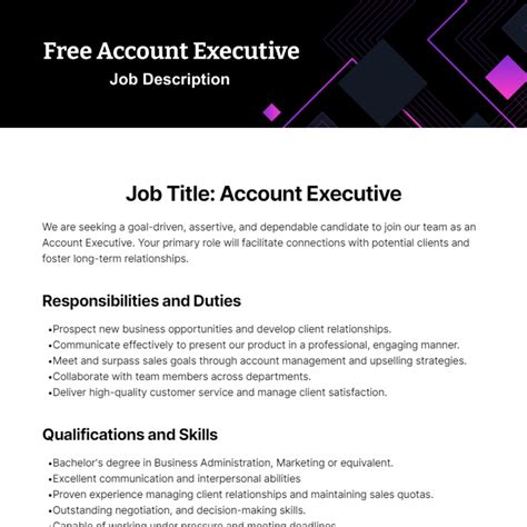 Free Account Executive Job Description Template to Edit Online