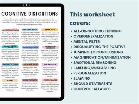 Image result for Cognitive Distortions Worksheet