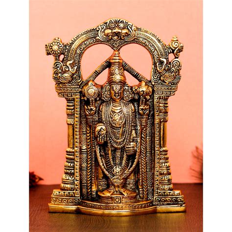 Buy eCraftIndia Golden Lord Balaji Idol Metal Decorative Showpiece Online
