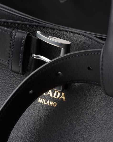 Black Prada Buckle Leather Bag With Belt | PRADA - United States
