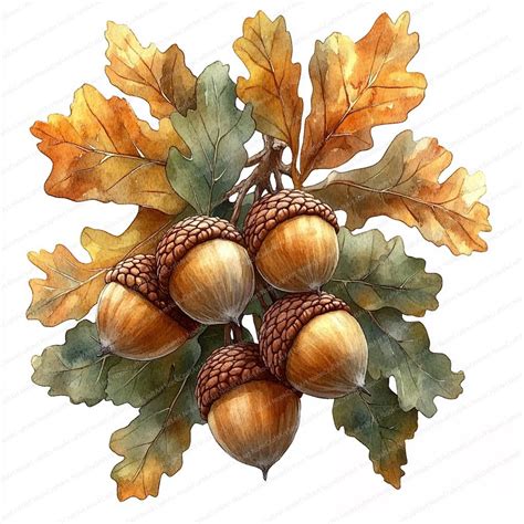 16 Oak Acorns Clipart | Autumn Nature Art | High Quality Jpgs | Digital ...
