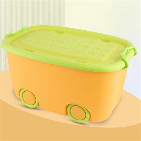 Bumtum 45L Toy Storage Box with Locking Lid & Handle - Orange | Rolling ...