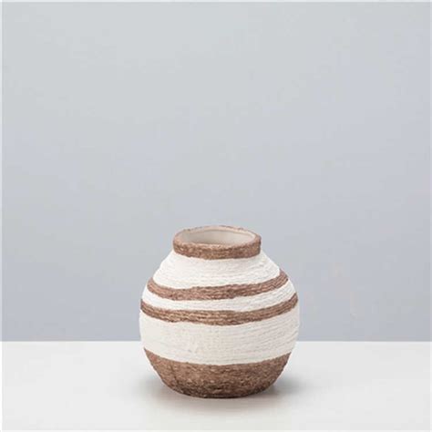 Zoya White-Brown Ceramic Vase M 17x17x18 cm