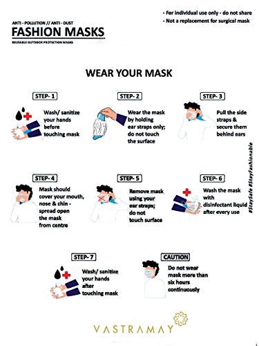 VASTRAMAY Unisex 2 -Ply Chikan Reusable Anti-Pollution Comfortable Half ...