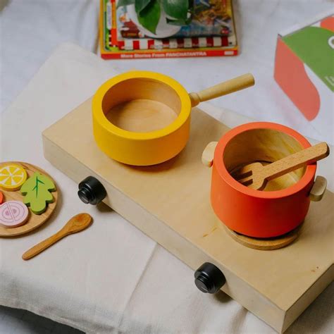 Udaipur Handicrafts Wooden Mini Cookware Set | Gifts for Kids Ages 3-6 ...