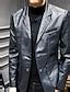 Men's Faux Leather Jacket Blazer Office & Career Daily Wear Warm Pocket ...