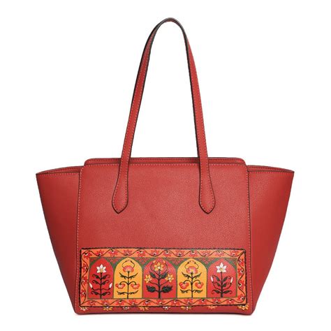Buy The Daffodils | Red Cow leather Bag | Handprinted Bag