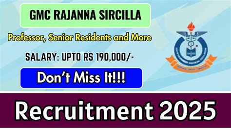 GMC Rajanna Sircilla Recruitment 2025 Notification PDF Out - Apply ...