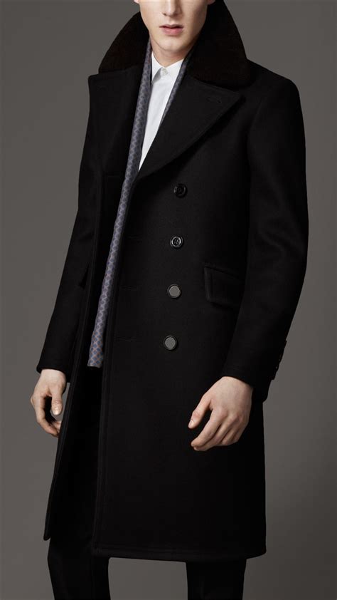 Lyst - Burberry Virgin Wool Chesterfield Coat in Black for Men