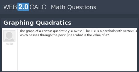 View question - Graphing Quadratics