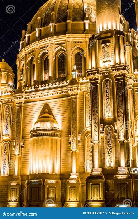 Night Photo of Heydar Mosque. Baku, Azerbaijan. Stock Image - Image of quail, church: 339147987