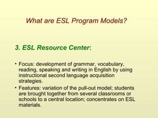 Image result for ESL Program Models