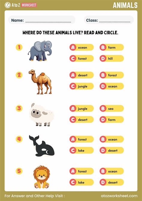 Animals Worksheet 的图像结果