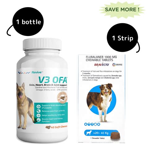 MSD Animal Health Bravecto (20-40kg) and Vvaan V3 OFA Tablet Combo ...