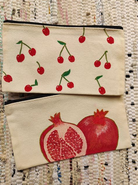 Handpainted Fruits Canvas Makeup Pouch/ Purse/pencil Case Gift Idea ...
