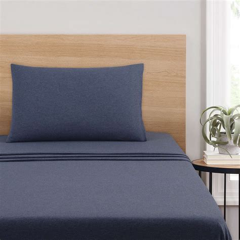 Mainstays Extra Soft Adult Jersey Bed Sheet Set, King, Blue Cove, 4 ...