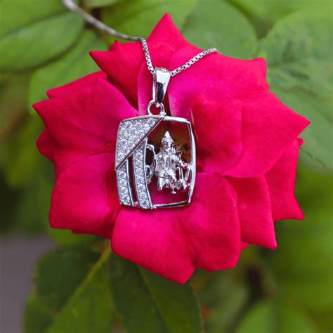 Zarkan Silver Hanuman Ji Pendant With Chain