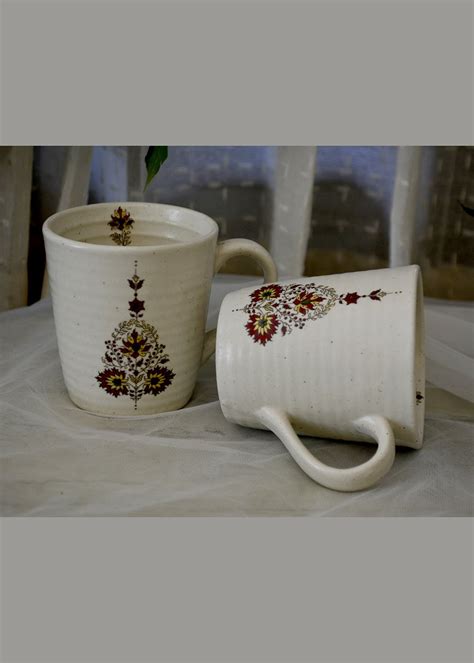 Get Mughal Motif Stoneware Mugs (Set of 2) at ₹ 499 | LBB Shop