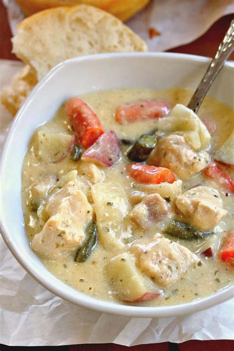Crock Pot Creamy Chicken Stew - The Cozy Cook