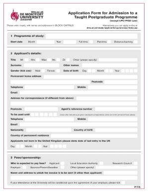 Fillable Online dmuacuk studyapplicantspgprocessindexjsp form Fax Email ...