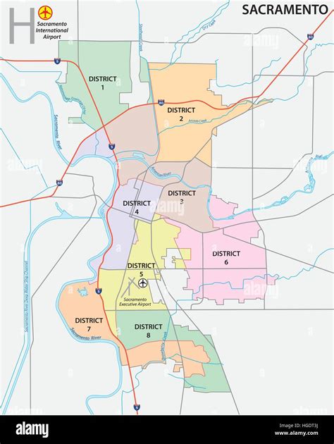 Sacramento district administrative and political map Stock Vector Image & Art - Alamy