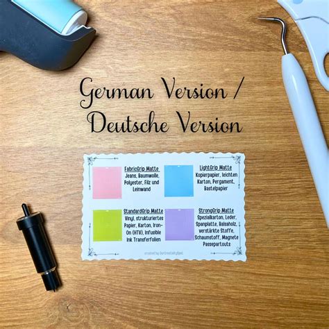 Buy German Sticker Cheat Sheet for Cricut Mats, Beginners Guide Lid ...