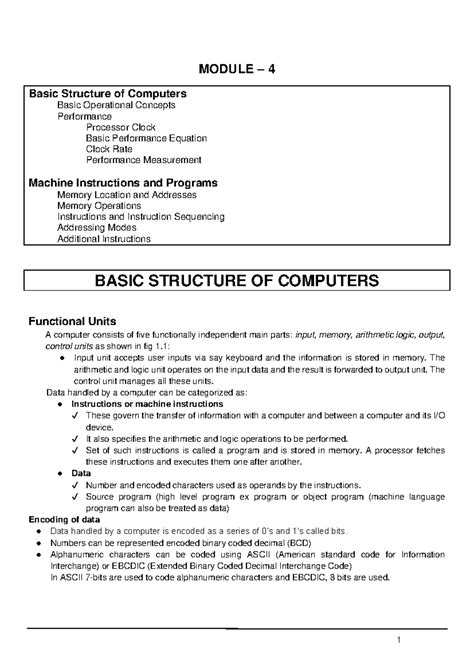 BASIC STRUCTURE OF COMPUTERS - MODULE – 4 Basic Structure of Computers ...