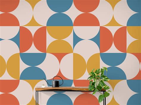 1960s Vintage Wallpaper 60s Geometric Retro Wallpaper TenStickers
