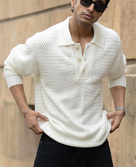 Off White Knit Polo Sweater – Powerlook