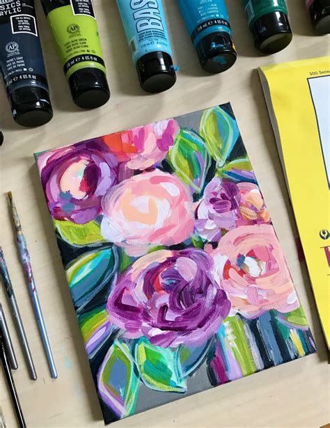 Easy Flower Painting Ideas for Beginners | Step by Step Acrylic ...
