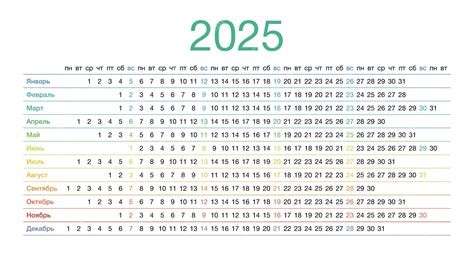 Календарный шаблон на русском языке на 2025 год Годовой план | Премиум ...