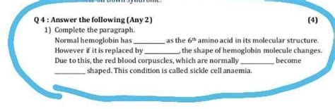 Normal hemoglobin has_ However if it is replaced by. as the 6 ^ m amino ...